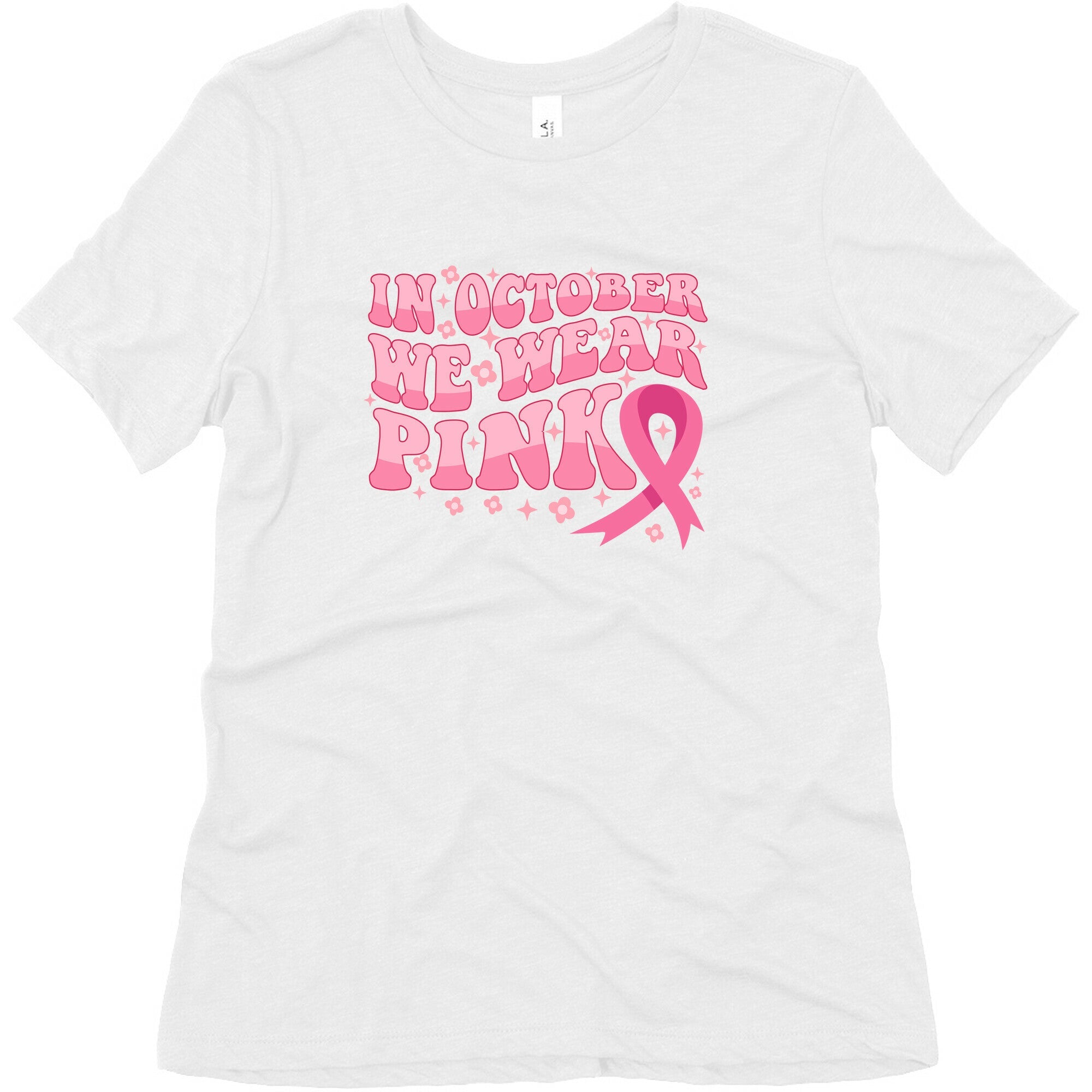 In October We Wear Pink Breast Cancer Awareness Womens Triblend Tee